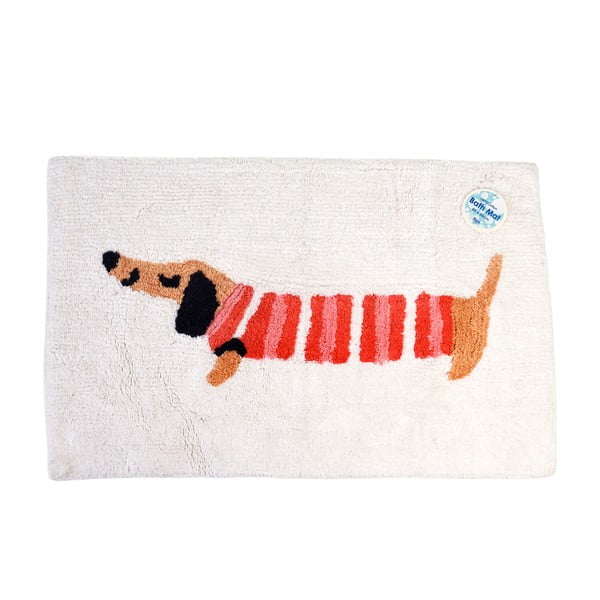 Czerwono-biały dywanik łazienkowy 52,5x83 cm Sausage Dog – Rex London