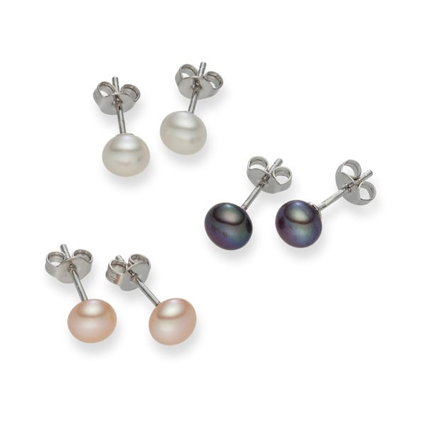 Komplet 3 par kolczyków Nova Pearls Copenhagen Genevieve Pearls Genevieve