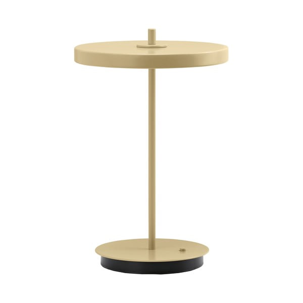 Jasnożółta metalowa lampa stołowa LED z metalowym kloszem (wysokość 31 cm) Asteria Move – UMAGE