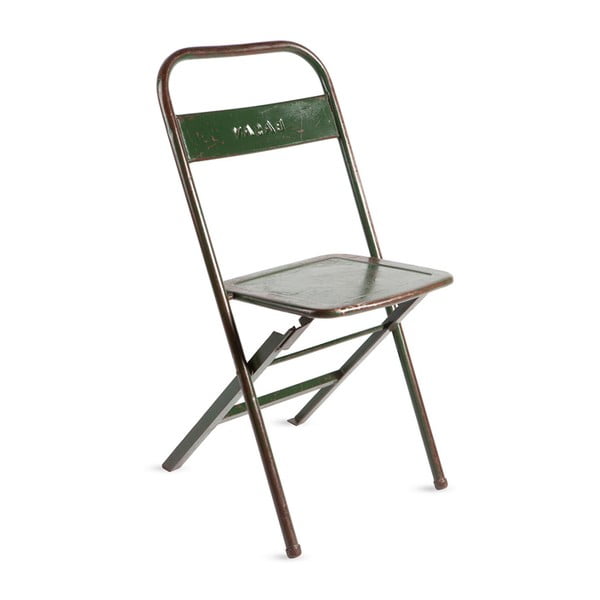 Zielone metalowe składane krzesło z patyną RGE Mash