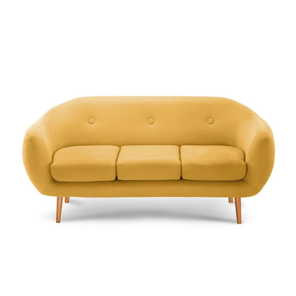 Żółta sofa 3-osobowa Scandi by Stella Cadente Maison