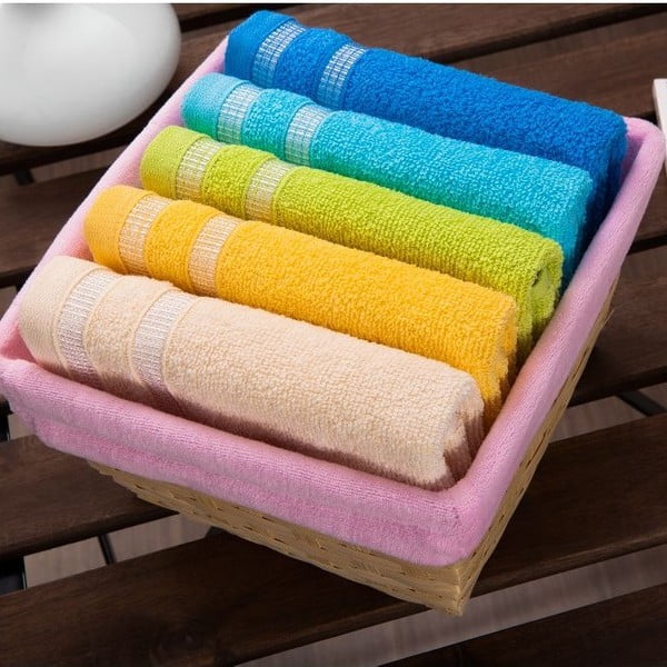 Zestaw 5 ręczników Pink Basket, 30x50 cm