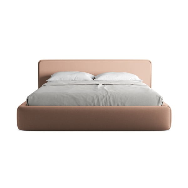 Jasnoróżowe tapicerowane łóżko dwuosobowe ze schowkiem i stelażem 180x200 cm Kiana – Makamii-image-4