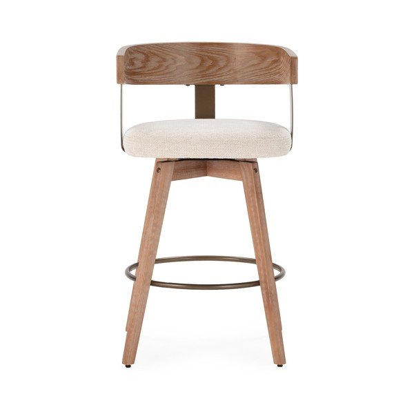 Kremowe/w naturalnym kolorze tapicerowane hokery zestaw z podłokietnikami 2 szt. Ilia – MOME-image-3