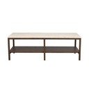 Brązowo-beżowy stolik z kamiennym blatem 140x60 cm Orwel – Rowico
