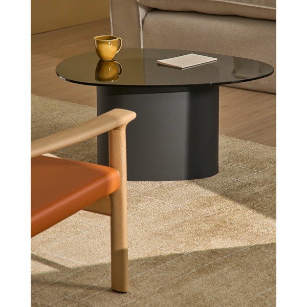 Czarny stolik ze szklanym blatem 74x81,5 cm Olir – Kave Home-image-1