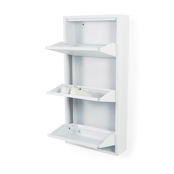 Biała metalowa uchylna szafka na buty 50x103x15 cm Billy – Spinder Design-image-2