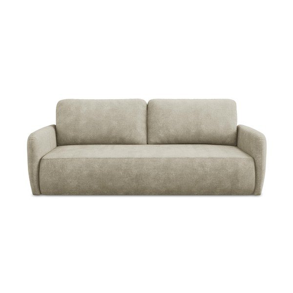 Beżowa rozkładana sofa z tkaniny szenilowej ze schowkiem 218 cm Lilo – Makamii