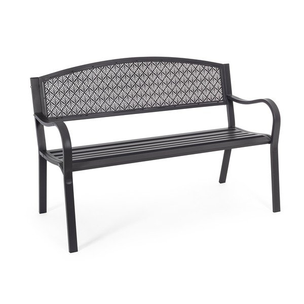 Antracytowa metalowa ławka ogrodowa Lizette – Bizzotto-image-2