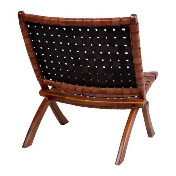 Krzesło składane z drewna tekowego i skóry House Nordic Montana-image-3
