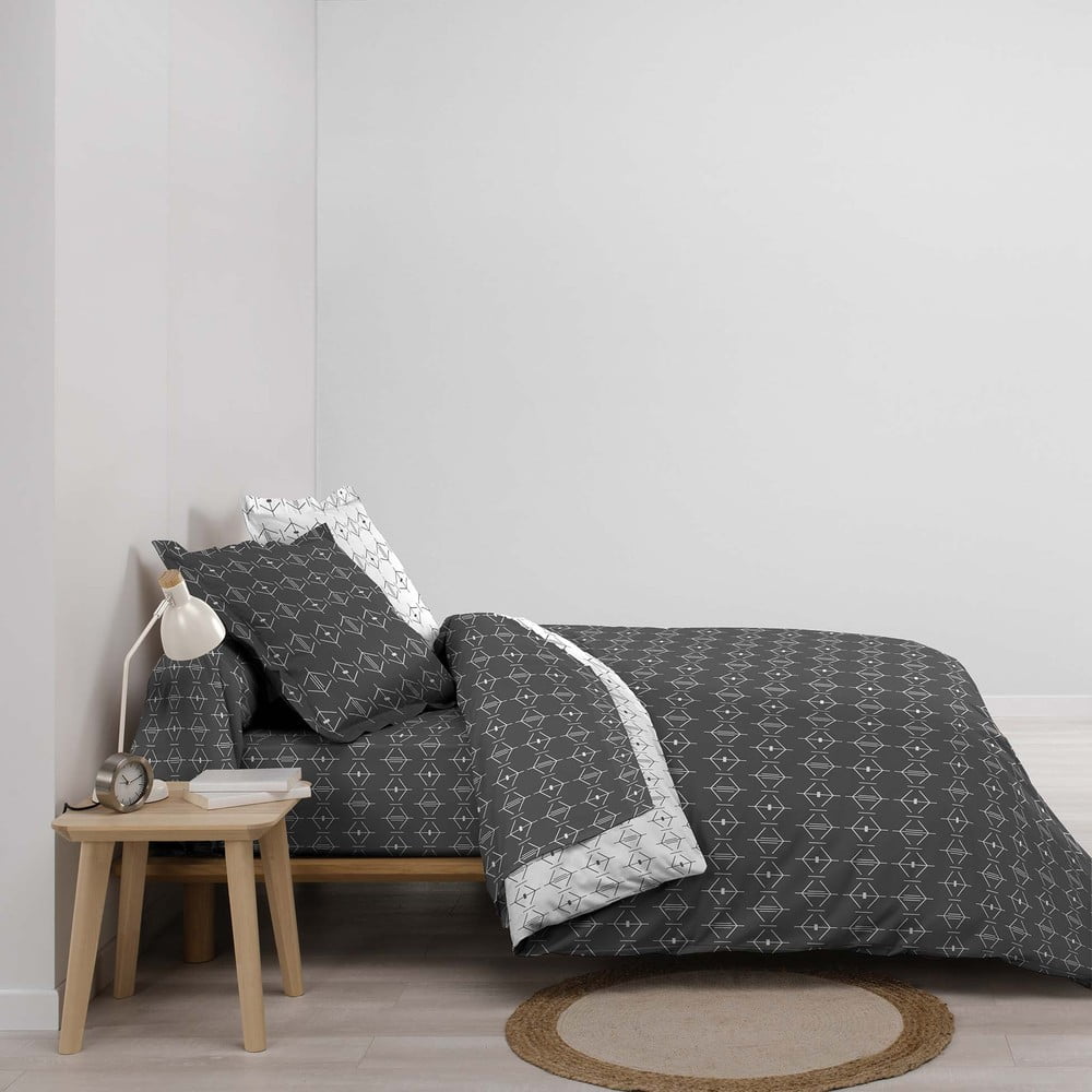 Biała/ciemnoszara bawełniana poszwa na kołdrę dwuosobowa 240x220 cm Aristide – douceur d'intérieur (zdjęcie 3)