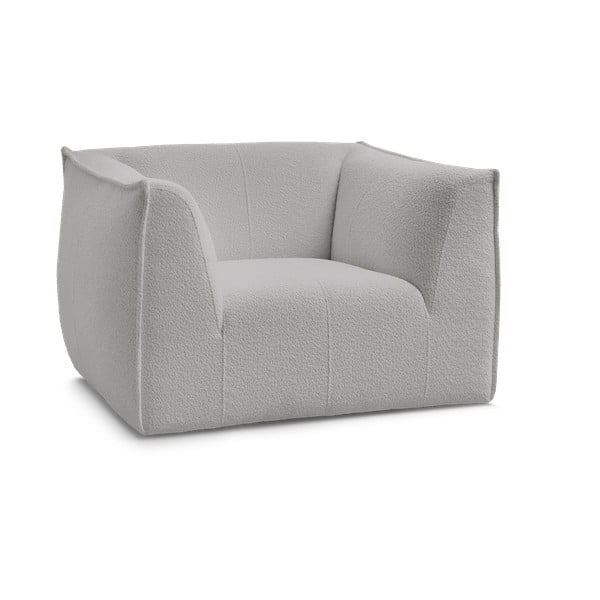 Jasnoszary fotel z materiału bouclé Giorgia – Bobochic Paris