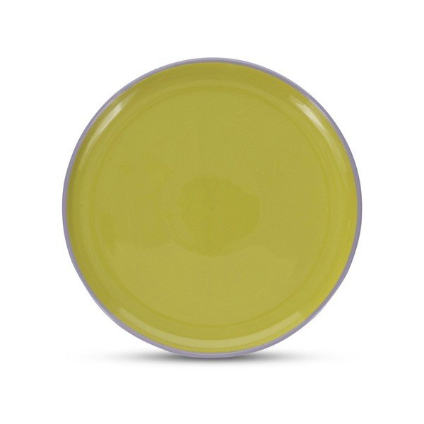 Zielony/fioletowy kamionkowy talerz ø 26 cm Duo – ONA