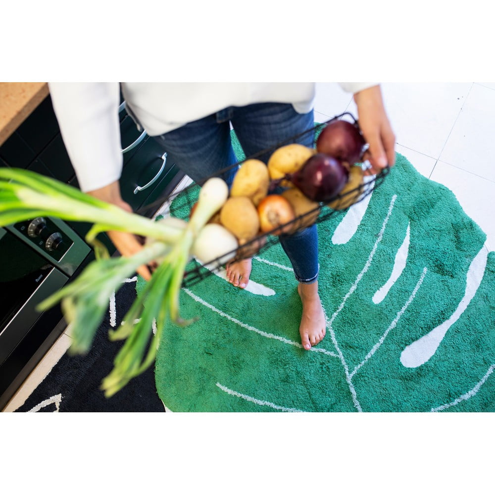 Ciemnozielony bawełniany dywan dziecięcy tkany ręcznie odpowiedni do prania 120x180 cm Monstera Leaf – Lorena Canals (zdjęcie 8)
