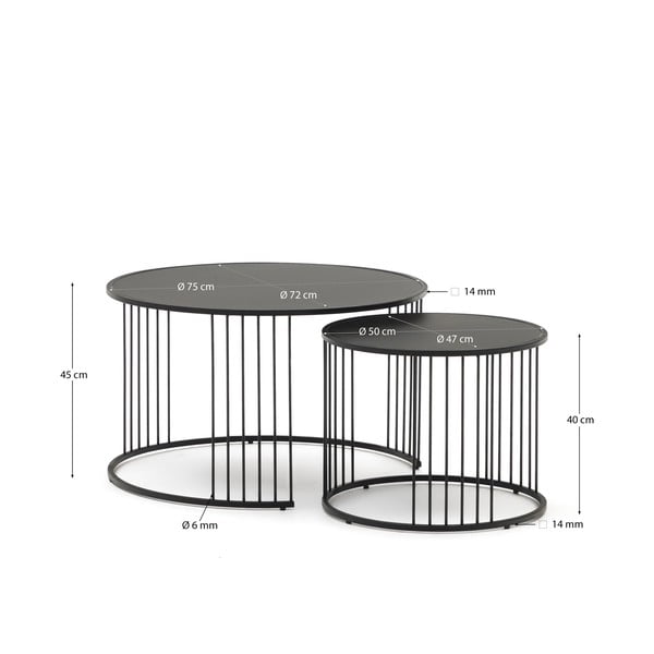 Okrągły stolik ze szklanym blatem ø 75 cm Hadar – Kave Home-image-4