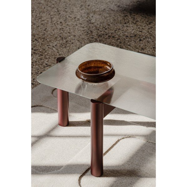 Bordowy stolik ze szklanym blatem 55x105 cm Kob – noo.ma-image-3