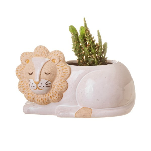 Biało-beżowa doniczka Sass & Belle Leo Lion, ø 7 cm
