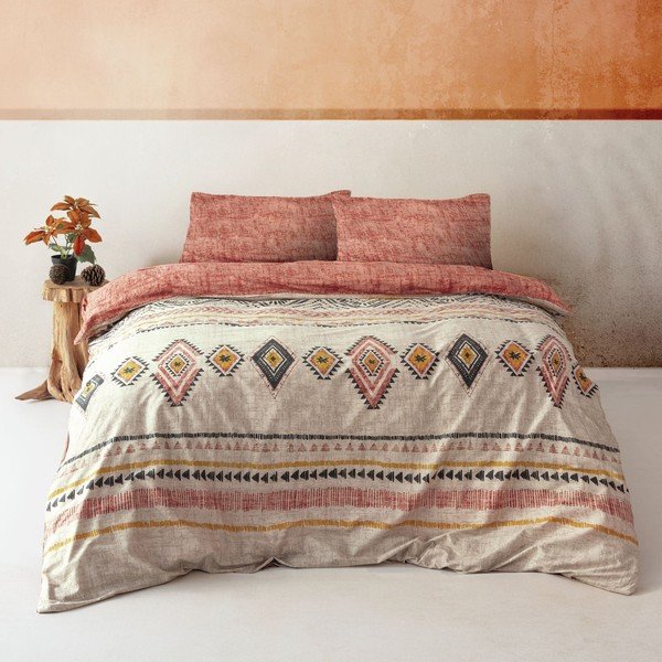 Ceglasto-beżowa bawełniana pościel jednoosobowa 140x200 cm Felix – Mijolnir