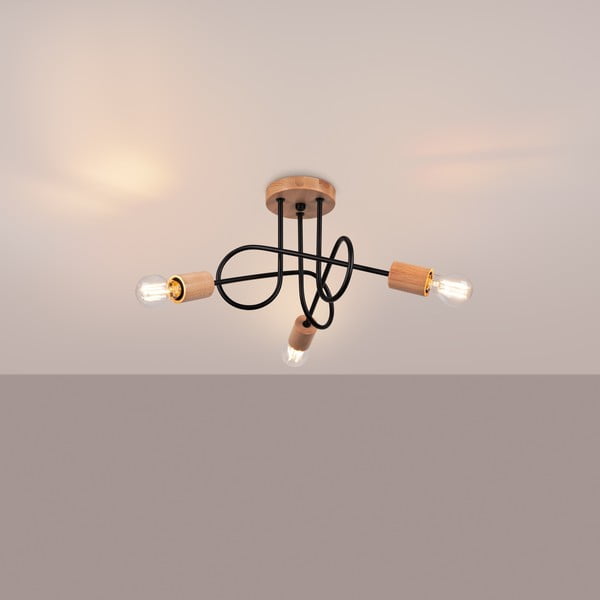 Lampa sufitowa w czarno-naturalnym kolorze 14x56 cm Tumber – Sollux-image-1