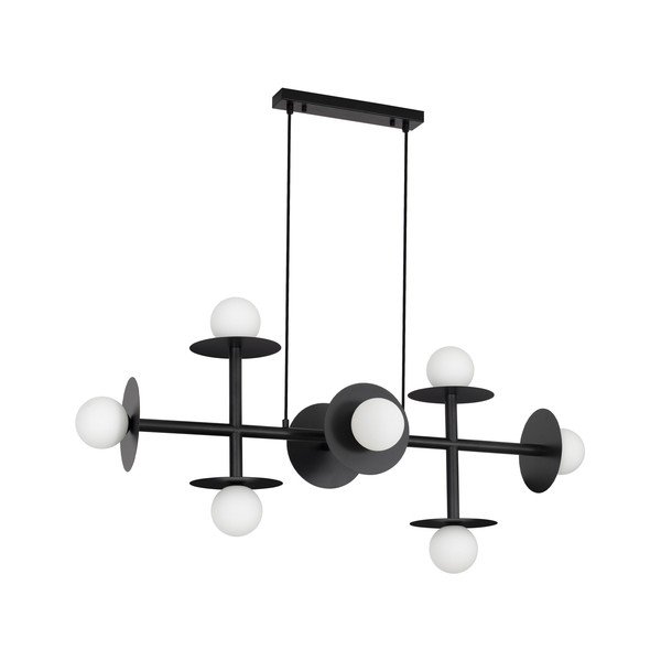 Biała/czarna metalowa lampa wisząca ze szklanym kloszem Pielo – Nova Luce