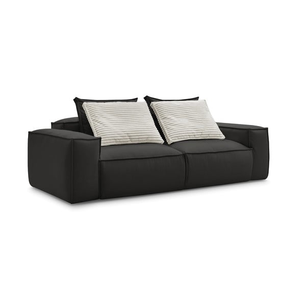 Czarna sofa z imitacji skóry 260 cm Boheme – Bobochic Paris-image-4