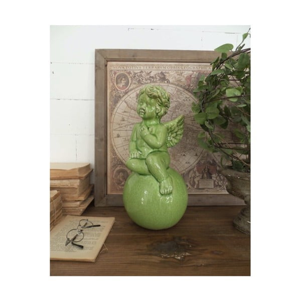 Zielona figurka ceramiczna Orchidea Milano, wys. 39 cm
