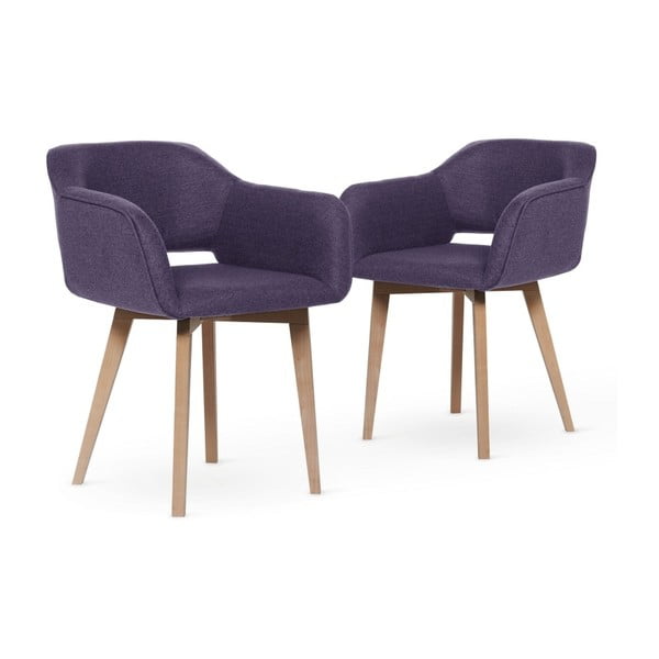 Zestaw 2 fioletowych krzeseł z jasnymi nogami My Pop Design Oldenburg