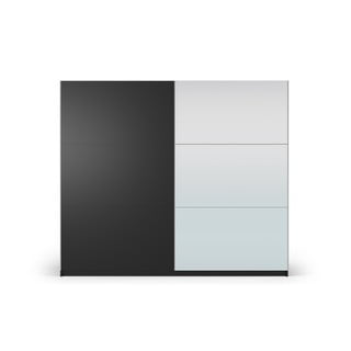 Czarna szafa z lustrem i drzwiami przesuwnymi 250x215 cm Lisburn – Cosmopolitan Design