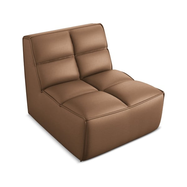 Brązowy moduł sofy z imitacji skóry Kalai – Makamii-image-1