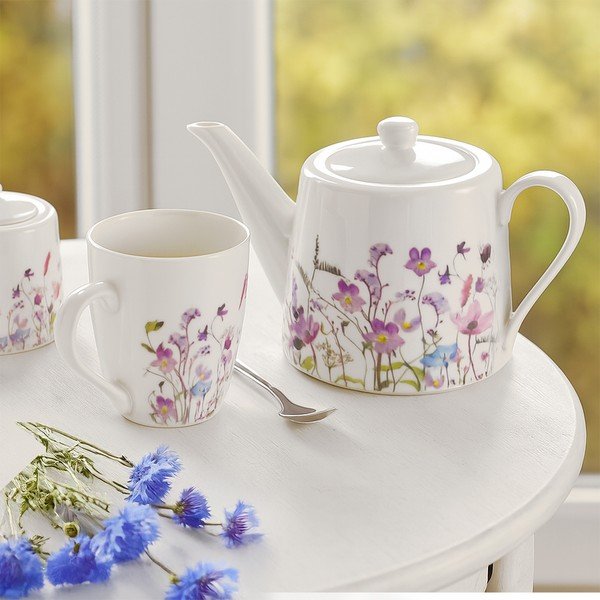 Biało-fioletowy porcelanowy dzbanek do herbaty 1 l Louka – Orion-image-1