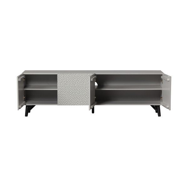 Jasnoszara szafka pod TV z litego drewna mango 185x56x46 cm Carved – WOOOD-image-3