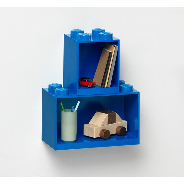Zestaw 2 dziecięcych niebieskich półek ściennych LEGO® Brick-image-1