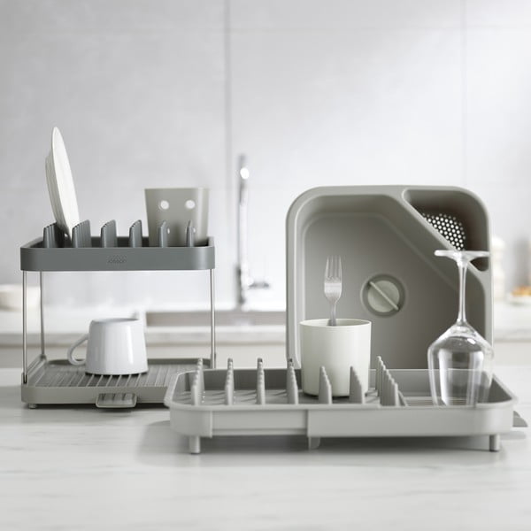 Szary regulowany plastikowy ociekacz 34x37 cm Duo – Joseph Joseph-image-1