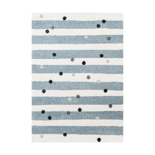 Biało-niebieski antyalergiczny dywan dziecięcy 230x160 cm Stripes nad Dots – Yellow Tipi