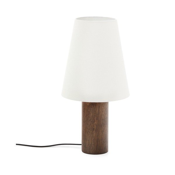Biała/w ciemnym naturalnym kolorze lampa stołowa z tekstylnym kloszem (wysokość 49,5 cm) Marga – Kave Home