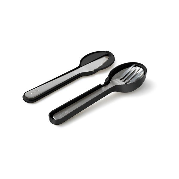 Sztućce podróżne ze stali nierdzewnej w czarno-srebrnym kolorze staw 3 szt. To Go – Lékué-image-2