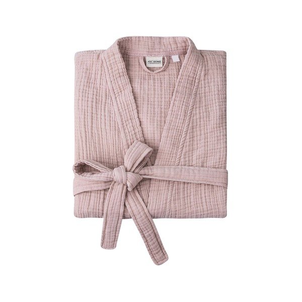 Różowy szlafrok muślinowy w rozmiarze S/M Kimono – Foutastic-image-2