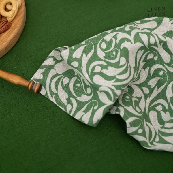Lniana ścierka 45x65 cm Evergreen Damask – Linen Tales-image-1