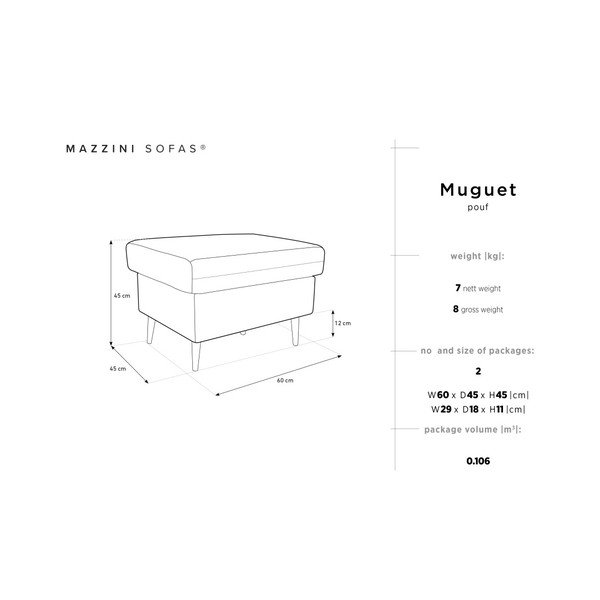Ciemnoszary puf Mazzini Sofas Muguet, 60x45 cm-image-4