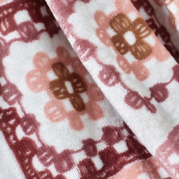 Różowy koc z mikropluszu 130x170 cm Crochet Print – Catherine Lansfield-image-2