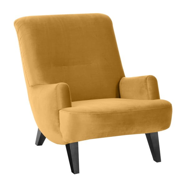 Żółty fotel z czarnymi nogami Max Winzer Brandford Suede