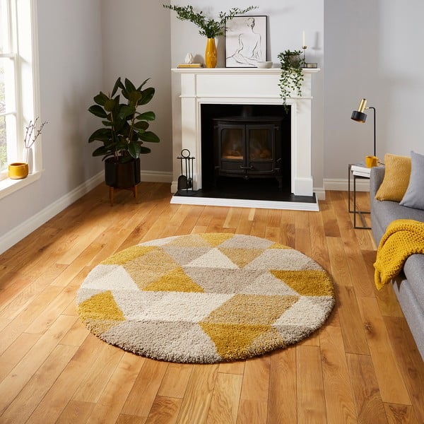 Żółty dywan Think Rugs Royal Nomadic Trinagle, ø 160 cm-image-1