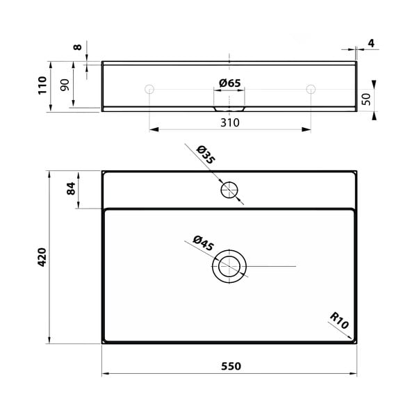 Czarna umywalka ze stali nierdzewnej 55x42 cm Aurum – Sapho-image-3