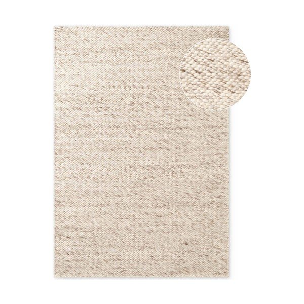 Beżowy/w naturalnym kolorze wełniany dywan tkany ręcznie 140x200 cm Lyon Beans – Elle Decoration