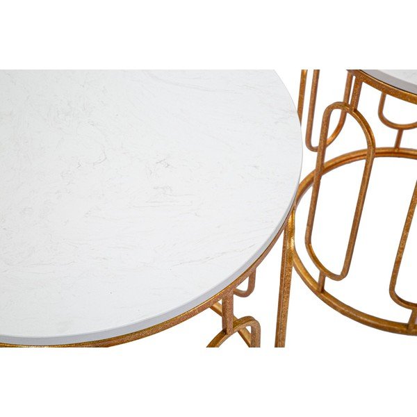 Okrągłe stoliki zestaw 2 szt. z blatem w dekorze marmuru ø 46 cm Tory – Mauro Ferretti-image-4