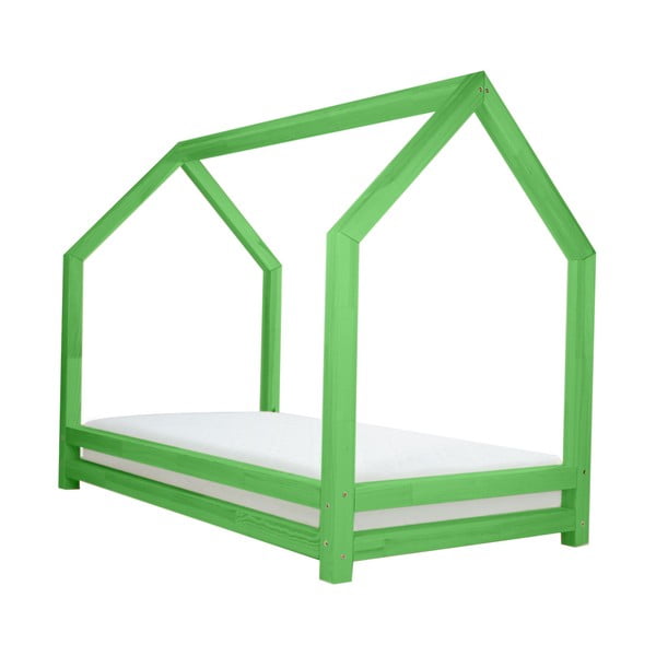 Zielone łózko 1-osobowe z drewna sosnowego Benlemi Funny, 90x160 cm