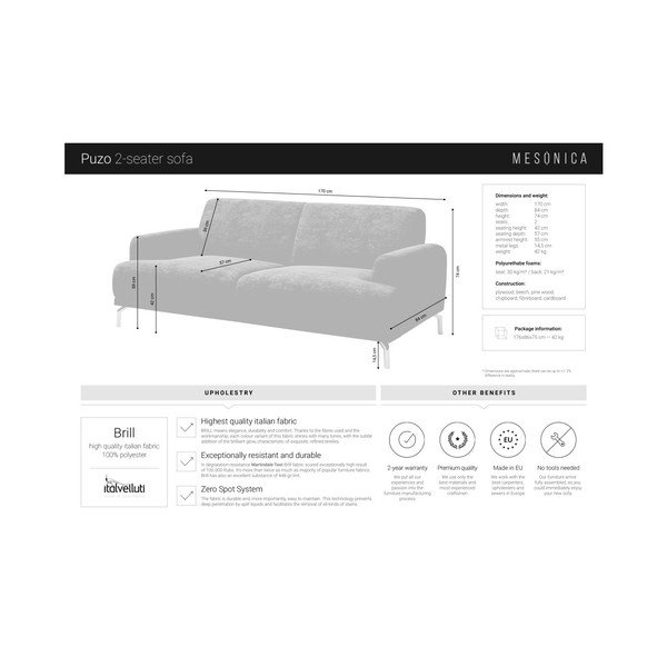 Niebieska sofa MESONICA Puzo, 170 cm-image-4