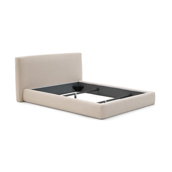 Beżowe tapicerowane łóżko dwuosobowe bez stelaża 160x200 cm Blok – Kave Home
