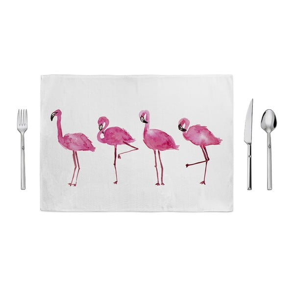 Różowo-biała mata kuchenna Home de Bleu Painted Flamingos, 35x49 cm