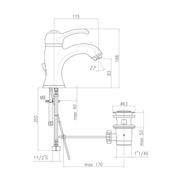 Bateria umywalkowa stojąca w kolorze brązu Kirké – Sapho-image-3